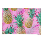 Tropische anananassen en roze marmer modern kleurr kussensloop (Voorkant)