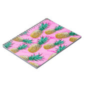 Tropische anananassen en roze marmer modern kleurr notitieboek (Linkerzijde)
