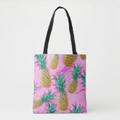 Tropische anananassen en roze marmer modern kleurr tote bag (Voorkant)