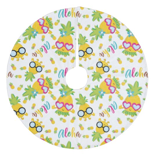 Tropische anananassen fleece kerstboom rok (Voorkant)