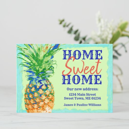 Tropische anananassen Home Sweet Home Movement Aankondiging (Staand voorkant)