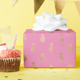 Tropische anananassen met roze goudglam cadeaupapier