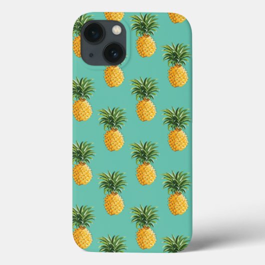 Tropische anananassen op Blauwgroen Case-Mate iPhone Case (Achterkant)