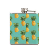 Tropische anananassen op Blauwgroen Heupfles (Achterkant)