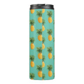 Tropische anananassen op Blauwgroen | Jouw namen t Thermosbeker (Achterkant)