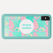 Tropische anananassen Roze lamingos | Monogram Case-Mate iPhone Case (Achterkant (horizontaal))