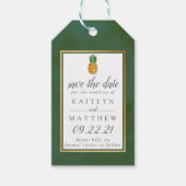 Tropische anananassetbruiloft bespaart de datum cadeaulabel (Voorkant)