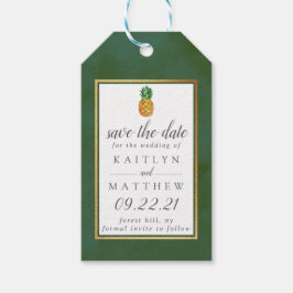 Tropische anananassetbruiloft bespaart de datum cadeaulabel