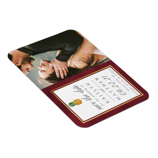 Tropische anananassetbruiloft bespaart de datum ma magneet (Rechterzijde)
