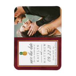 Tropische anananassetbruiloft bespaart de datum ma magneet