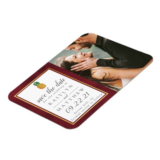 Tropische anananassetbruiloft bespaart de datum ma magneet (Linkerzijde)