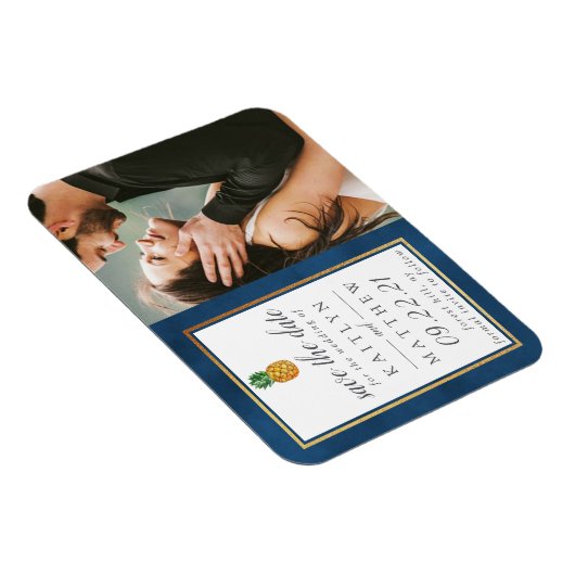 Tropische anananassetbruiloft bespaart de datum ma magneet (Rechterzijde)