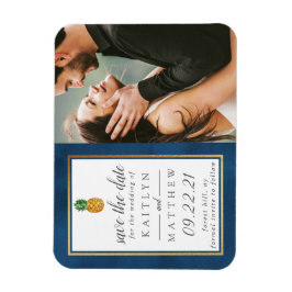 Tropische anananassetbruiloft bespaart de datum ma magneet