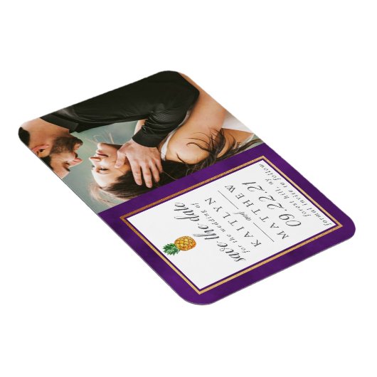 Tropische anananassetbruiloft bespaart de datum ma magneet (Rechterzijde)