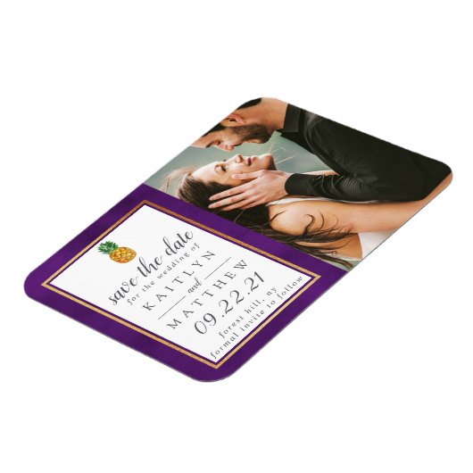 Tropische anananassetbruiloft bespaart de datum ma magneet (Linkerzijde)