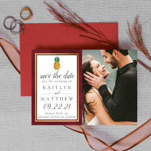 Tropische anananassetbruiloft bespaart de datum save the date