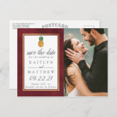 Tropische anananassetbruiloft bespaart de datum va aankondigingskaart (Voorkant / Achterkant)