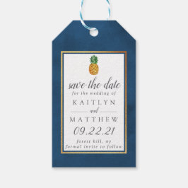 Tropische anananassetbruiloft bespaart de datum wa cadeaulabel