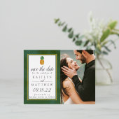 Tropische anananassetransport bespaart de datum folie uitnodiging briefkaart (Staand Voorkant)