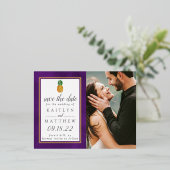 Tropische anananassetransport bespaart de datum folie uitnodiging briefkaart (Staand Voorkant)