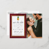 Tropische anananassetransport bespaart de datum folie uitnodiging briefkaart (Voorkant / Achterkant)