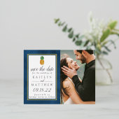 Tropische anananassetransport bespaart de datum folie uitnodiging briefkaart (Staand Voorkant)