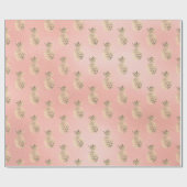 Tropische anananasvruchten roos goudglas dunne cadeaupapier (Vlak)