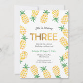 Tropische ananas 3e verjaardag uitnodiging (Voorkant)