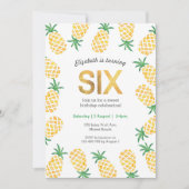 Tropische ananas 6e verjaardag uitnodiging (Voorkant)