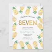 Tropische ananas 7e verjaardag uitnodiging (Voorkant)