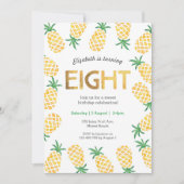 Tropische ananas 8e verjaardag uitnodiging (Voorkant)