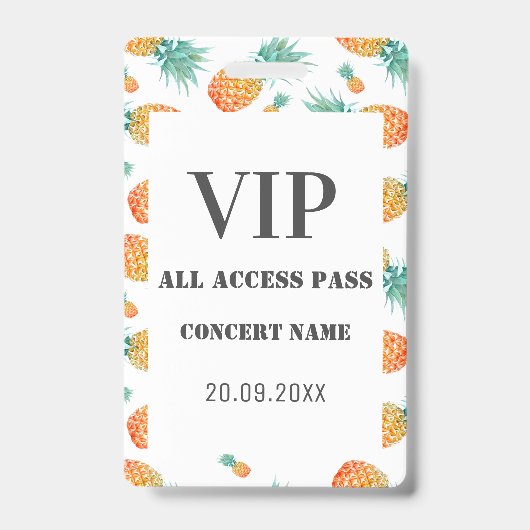Tropische ananas Alle VIP-toegangsconcertpartij Badge (Front)