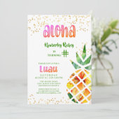 Tropische Ananas Aloha ELKE LEEFTIJD Verjaardag Lu Kaart (Staand voorkant)