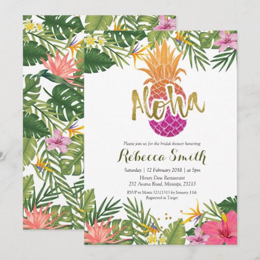 Tropische Ananas Aloha Vrijgezellenfeest Kaart (Voorkant / Achterkant)