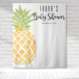 Tropische Ananas Aquarel Gele Baby Shower Wandkleed