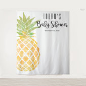 Tropische Ananas Aquarel Gele Babyfeest Wandkleed (Voorkant)