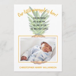 Tropische Ananas Baby Foto Geboorteaankondiging Aankondiging