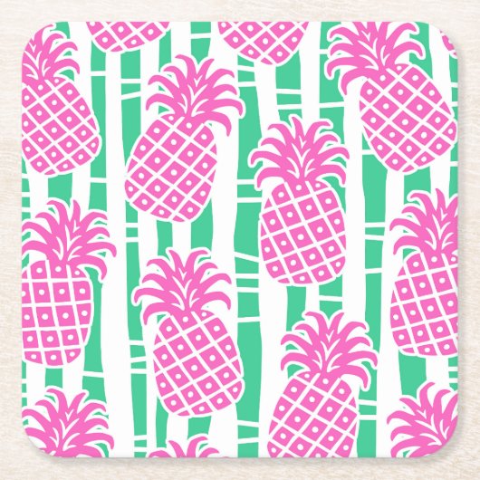 Tropische Ananas Bamboe Kartonnen Onderzetters (Voorkant)