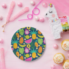 Tropische Ananas Banaan Watermeloen Fruit Papieren Bordje