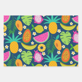 Tropische Ananas Banaan watermeloen Vruchten  Inpakpapier Vel