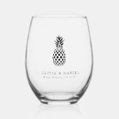 Tropische ananas bestemming bruiloft gunst wijnglas zonder voet (Voorkant)
