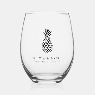 Tropische ananas bestemming bruiloft gunst wijnglas zonder voet