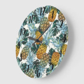 Tropische Ananas & Bladeren Exotisch Eiland Grote Klok (Hoek)
