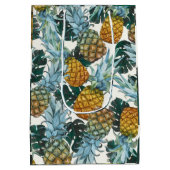 Tropische Ananas & Bladeren Exotisch Verjaardagsfe Medium Cadeauzakje (Achterkant)