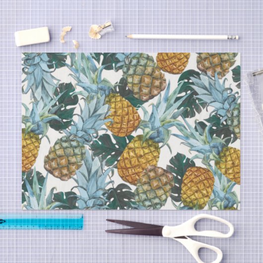 Tropische Ananas & Bladeren Exotisch Verjaardagsfe Tissuepapier (Craft)