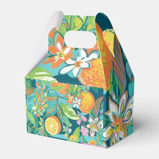 Tropische Ananas Blau Favor Doos Bedankdoosjes (Voorkant Zijde)