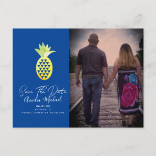 Tropische Ananas Blau Sla de Datum Foto  Briefkaart