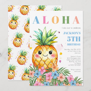 Tropische Ananas Blauwe Aloha Kinderverjaardagsfee Kaart