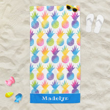 Tropische Ananas Blauwe Monogram Naam