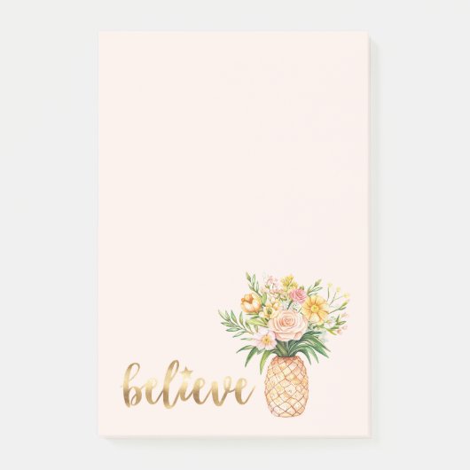 Tropische Ananas Bloem Goud Geloof Citaat Post-it® Notes (Voorkant)